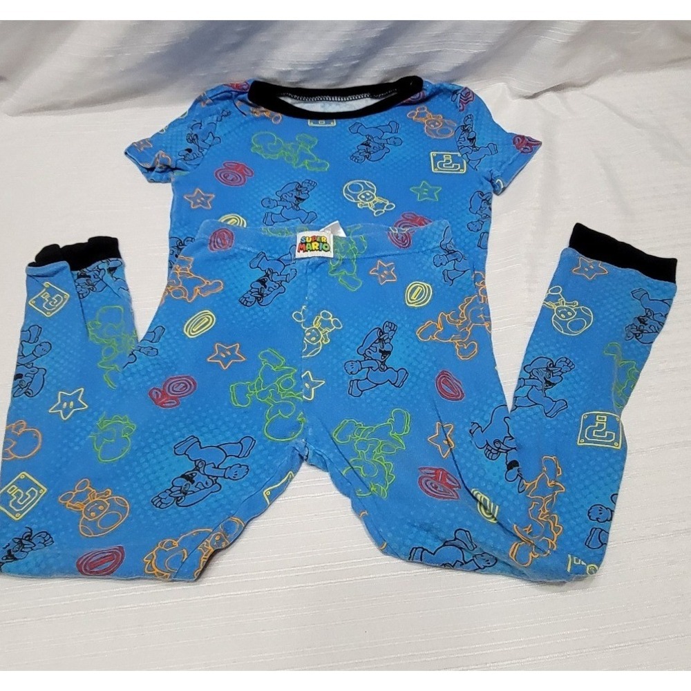 Nintendo Super Mario Nintendo Boys Blue Cotton Pajama Set Size 8